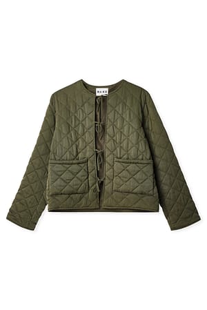 Khaki Steppjacke mit Schnürdetail