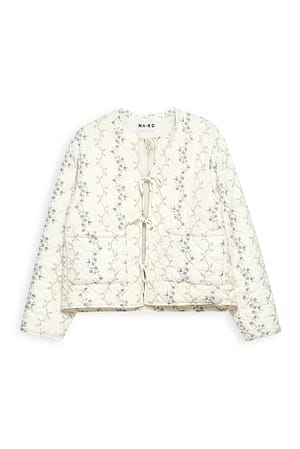 Flower Print Steppjacke mit Schnürdetail