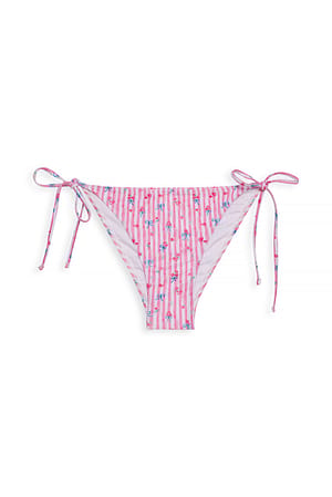 Red Flower Print Tie Strap Bikini Panty
