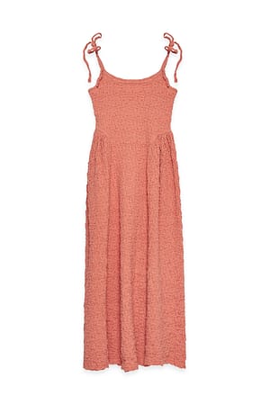 Light Rust Tie Strap Midi Dress