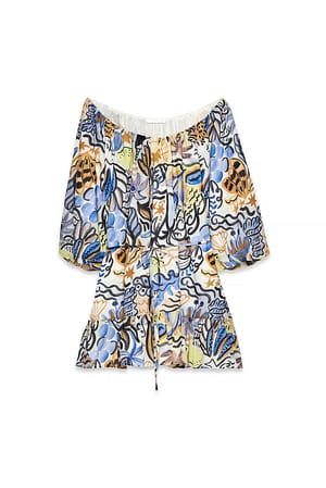 Print Tie Waist Mini Dress