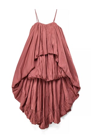 Dark Plum Minikleid mit Volant und Schleppe