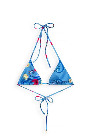 Blue Print Triangle Bikini Top