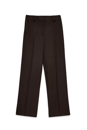 Brown Raka kostymbyxor i twill med mellanhög midja