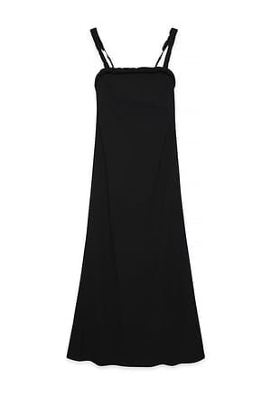 Black Twist Strap Open Back Maxi Dress
