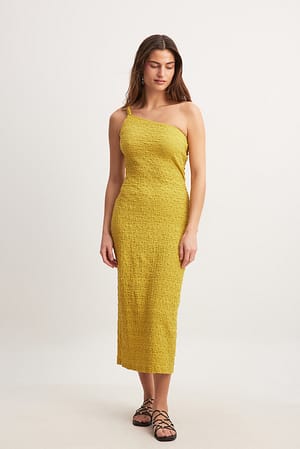 Green Twist Structured Midi Dress