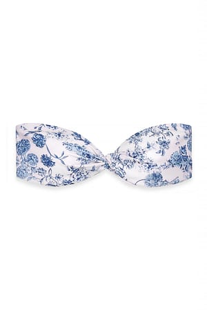Blue Floral Bunches Twisted Bandeau Top