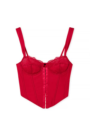 Dark Red Underwired Lace Corset