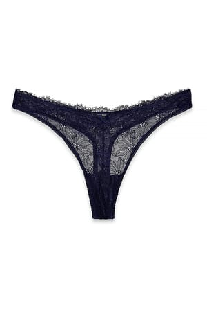 Dark Blue Tanga mit V-Schnitt und Wimpernspitze
