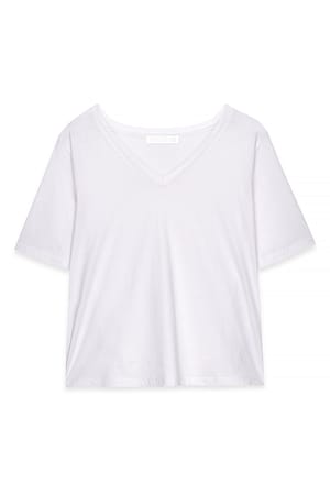 White T-Shirt mit V-Ausschnitt