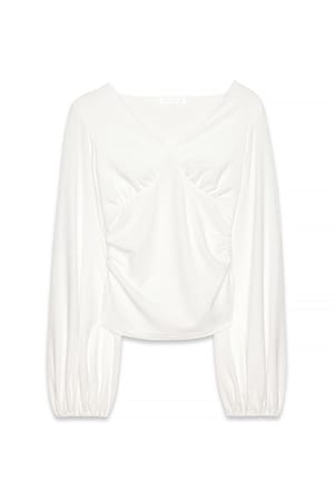 Offwhite Bluse med volumermer