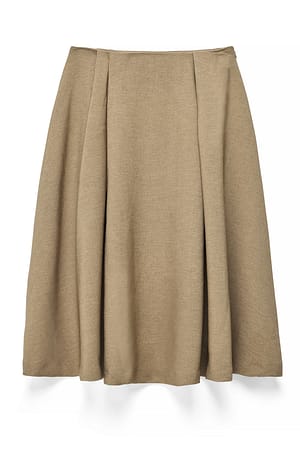 Khaki Green Vidskuren skräddad midikjol