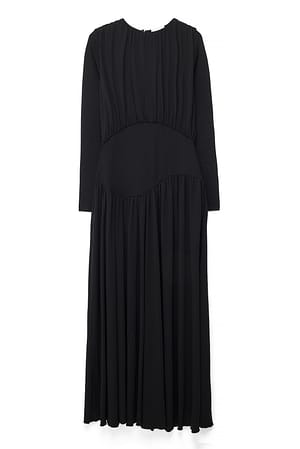 Black Waist Detail Jersey Maxi Dress