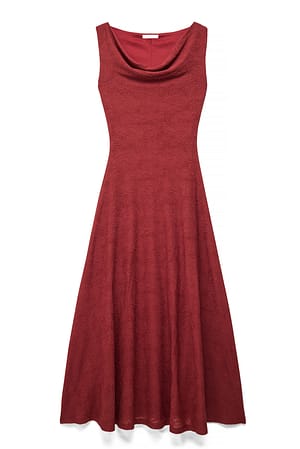 Dark Rust Waterfall Front Maxi Dress