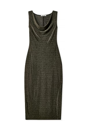 Gold Waterfall Glitter Maxi Dress