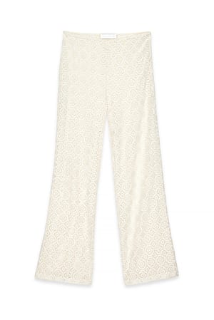 Offwhite weite Häkelhose