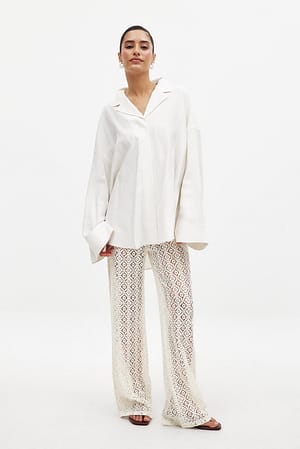 Offwhite Wide Crochet Trousers