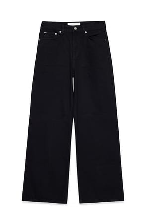 Black Jeans med vidde og høj talje