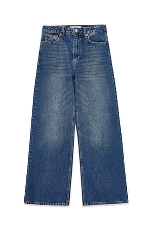 Mid Blue Jeans med vidde og høj talje