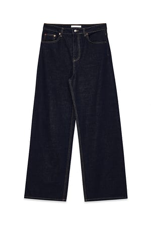 Rinse Wash Jeans med vidde og høj talje