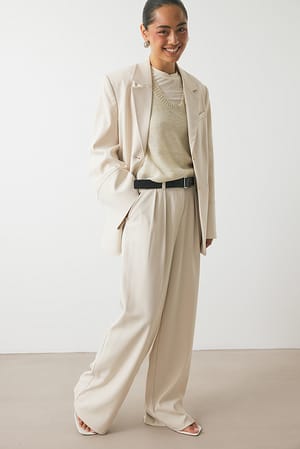 Sand Wide High Waist Suit Pants