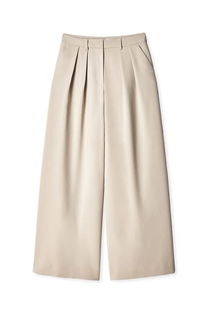 Sand weite Anzughose mit hoher Taille