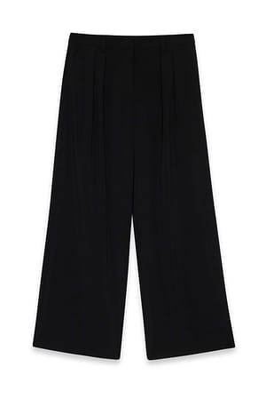 Black Anzughose mit weitem Bein und hohem Bund