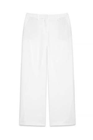 White Wide Leg Mid Waist Pants