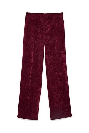 Burgundy Wide Leg Low Waist Chenille Pants