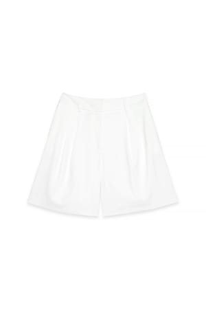 White Wide Leg Mid Waist Shorts