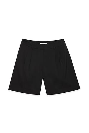 Black Wide Leg Mid Waist Shorts