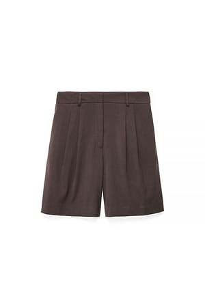 Brown Wide Leg Mid Waist Shorts