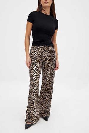 Leopard Prind denim med vida ben