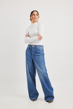 Dark Blue Jean large taille basse