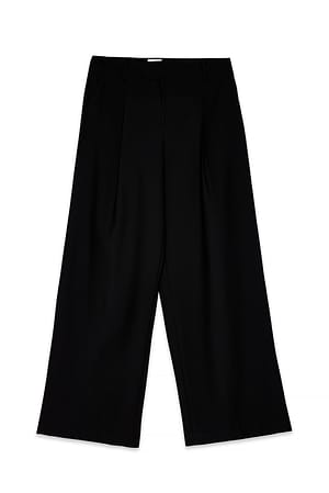 Black Wide Mid Waist Pants