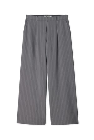 Stripe Wide Mid Waist Suit Pants