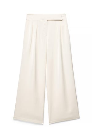 Cream Wide Pleated Pants