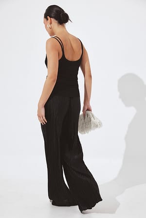Black Wide Pleated Trousers