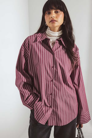 Burgundy/Pink Stripe Camisa oversize de algodón