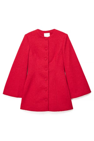 Red Wide Sleeve Twill Blazer Dress