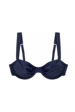 Dark Blue Haut de bikini drapé à larges bretelles