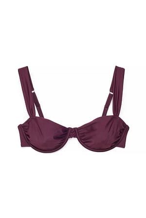 Aubergine Bikini-BH med vide stropper og drapering