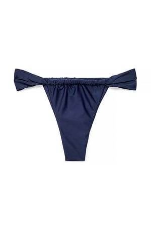 Dark Blue Culotte de bikini drapée à larges bretelles