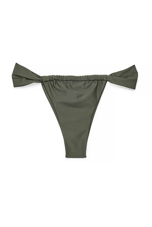 Dark Green Wide Strap Draped Bikini Panty