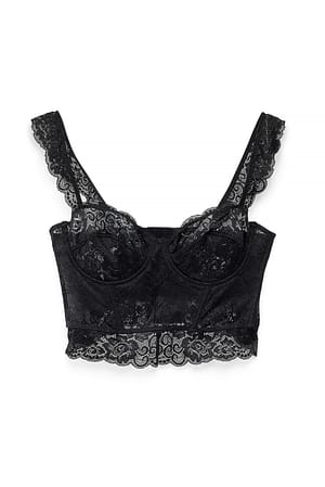 Black Wide Strap Lace Cup Corset