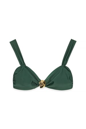 Dark Green Bikini-Oberteil mit breiten Trägern und Muschelmuster