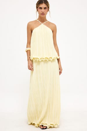 Light Yellow Maxi rok met uitlopende zoom