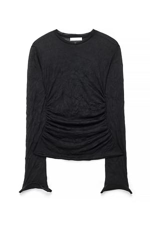 Black Wired Sleeve Jersey Top