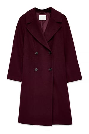 Burgundy Oversized kappa i ullblandning