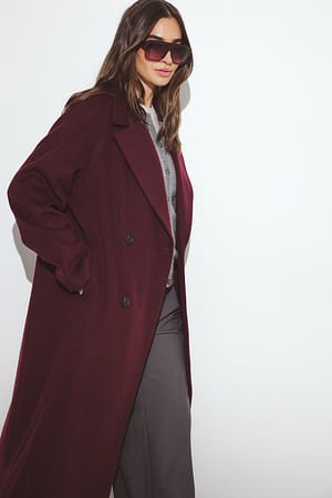 Burgundy Wool Blend Oversized Coat